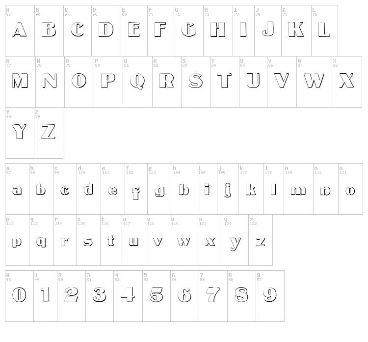 MateusBold font map
